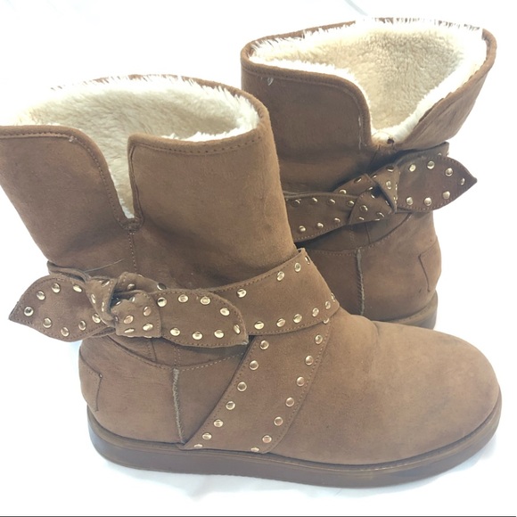 GUESS BROWN & GOLD FUR BOOTS - Picture 6 of 6